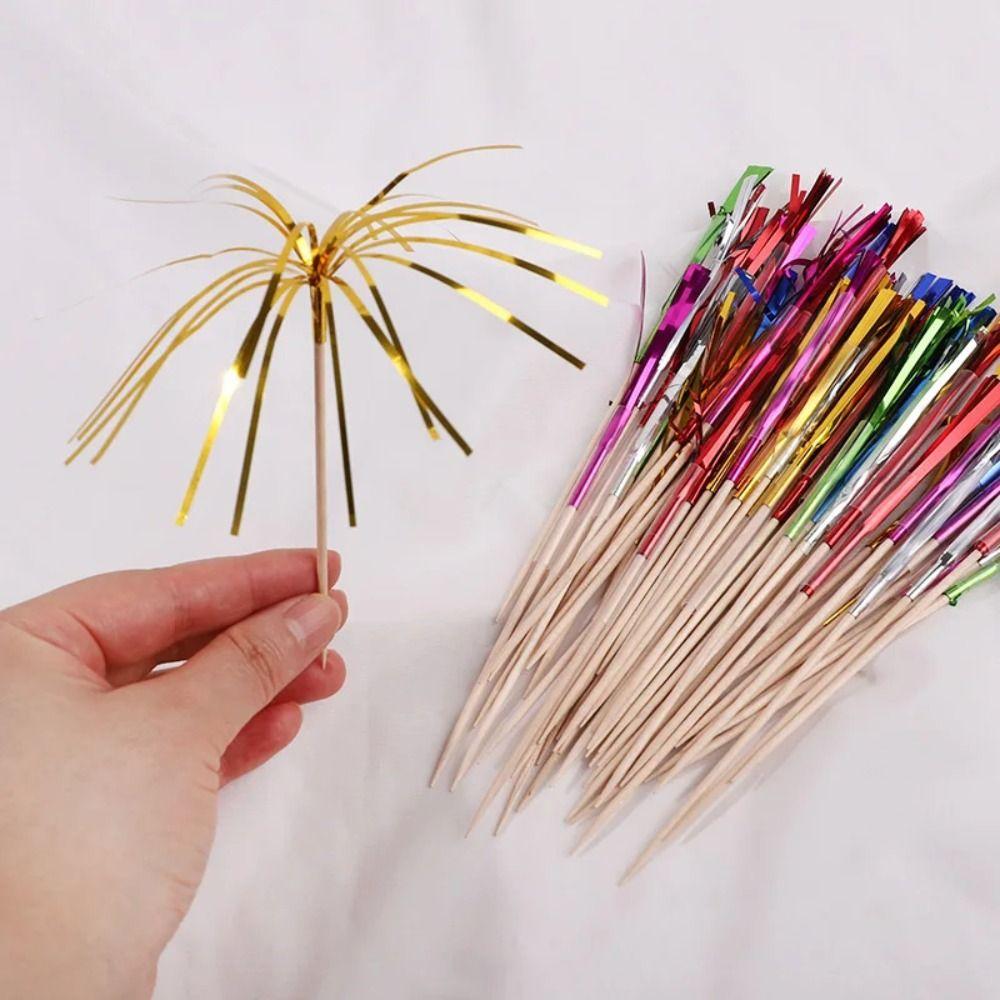 100 stk Engangs Dusker Fyrverkeri Kaketopp Fargerike Dessert Fruktpinner Strandfest