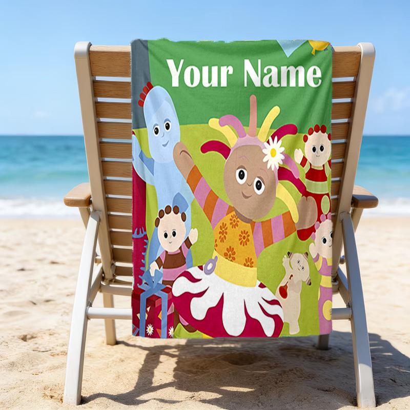 1pc In the Night Garden2 Beach Towel with Custom Name, Beach/Swimming/Bath/Picnic/Camping Towel, Suitable for Seaside Beaches