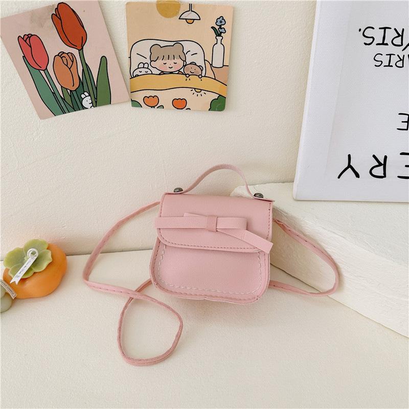 

Children 2025 new winter cute bow shoulder bag mini accessory bag versatile diagonal span bag рожевий