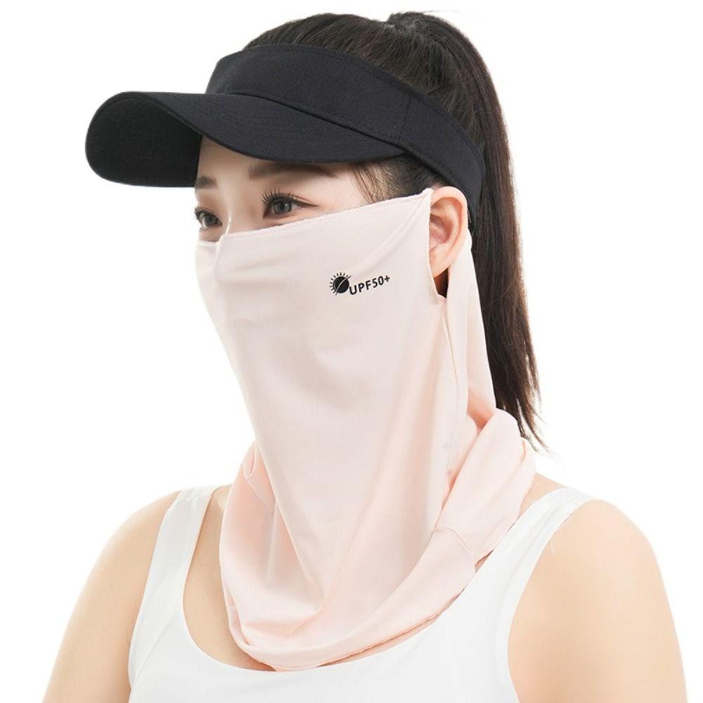 Letter Sunscreen Face Veil Breathable Neckline Face Cover Thin Summer Ice Silk Face Mask  Driving