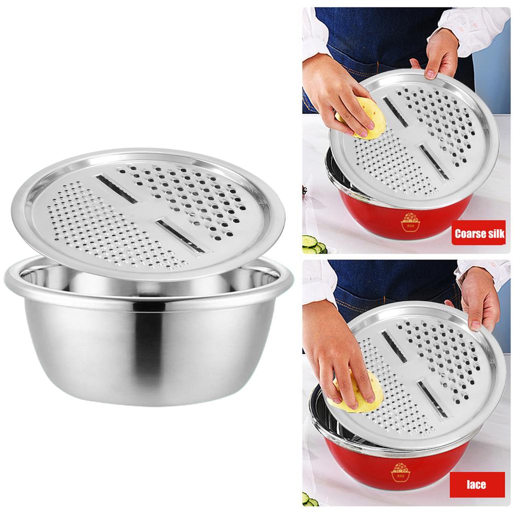 Practical Stainless Steel Basin with Drain Basket Efficient Kitchen Tool Set Suitable for Multifunctional Kitchen Use