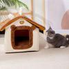Verdicktes, warmes Haustierhaus mit abnehmbarem Bett, komfortables Katzen- und Hundehaus für Welpen