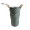 Retro Style Metal Flower Pot Vintage Buckets, Rustic Vases with Handles, Floral Containers, Wide Balcony Arrangement Holder Mouth Plant Display