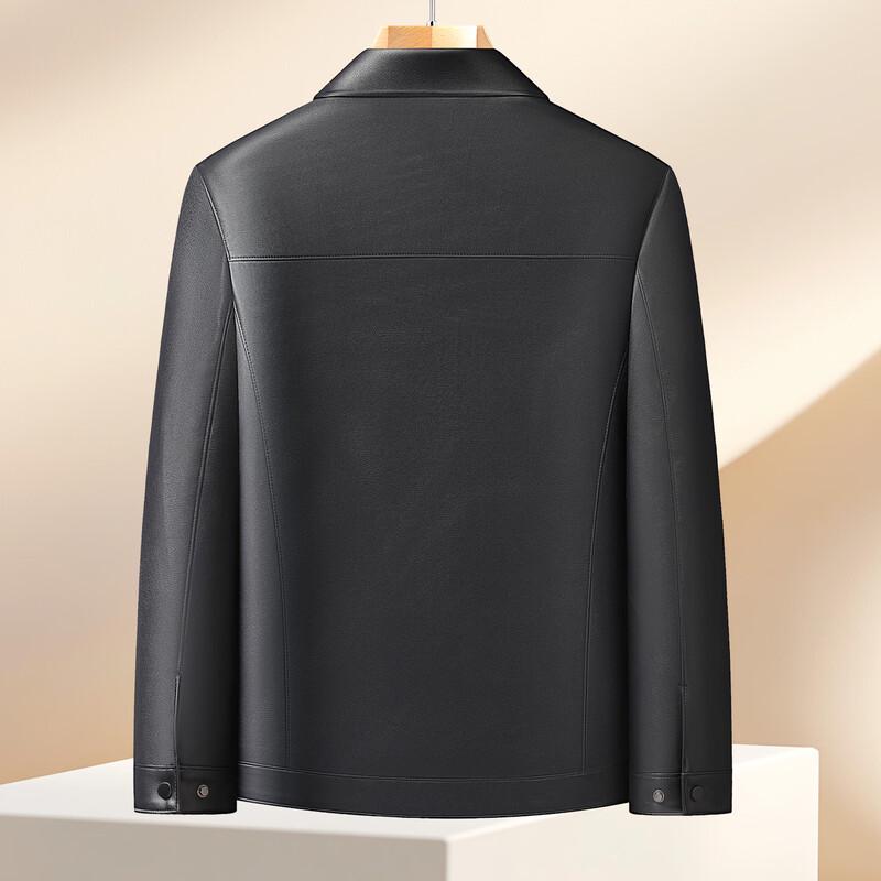Dibinze Men's Plus Size Lapel Faux Leather Jacket