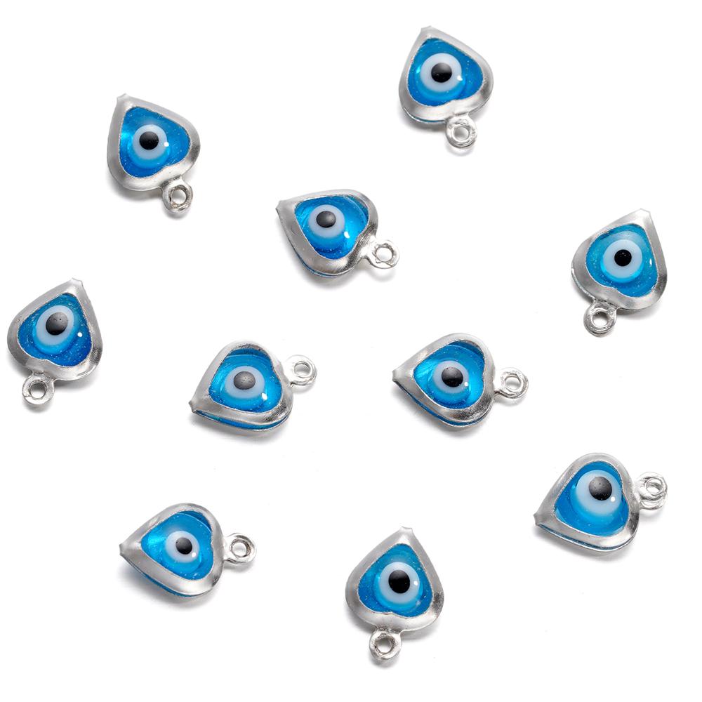 10pcs/lot Evil Eye Gold/Silver Color Tone Charms Connectors Beads For DIY Bracelet Bangle Pendant Jewelry Accessories