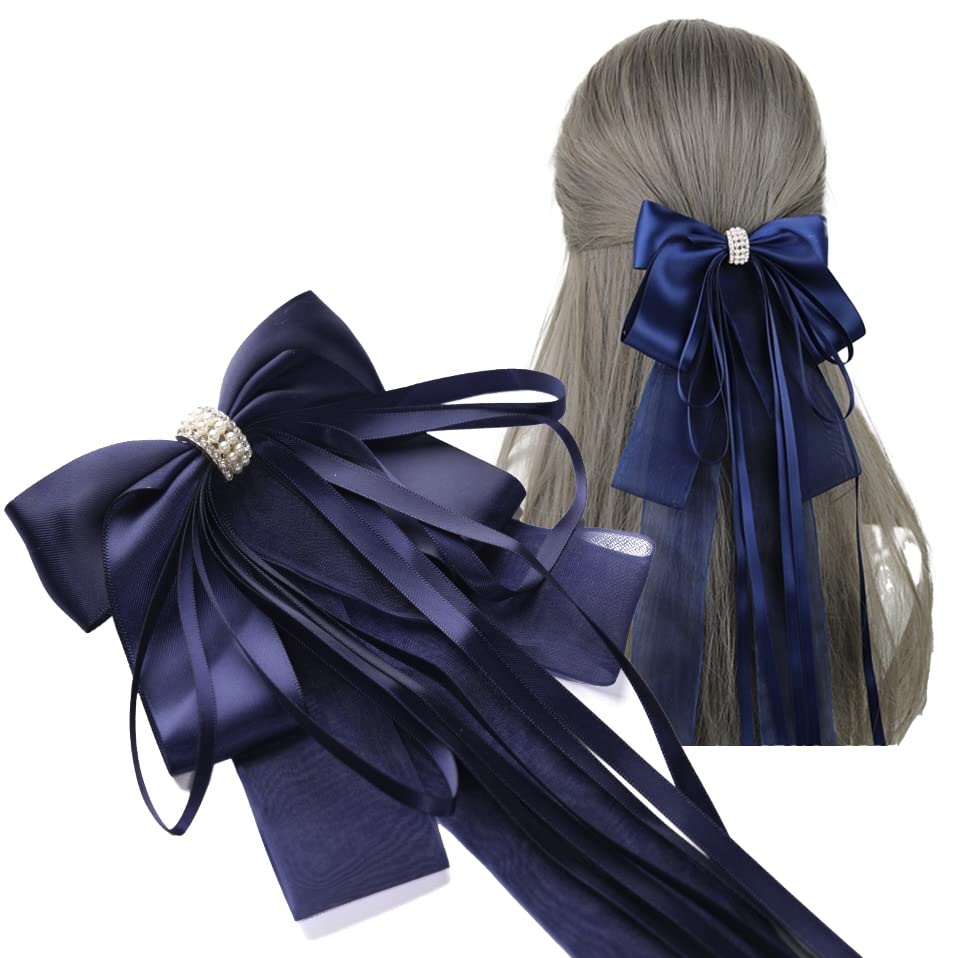 

Hair barrette clip big ribbon hair clip hair ornament hair bun hairpin hair accessory blue