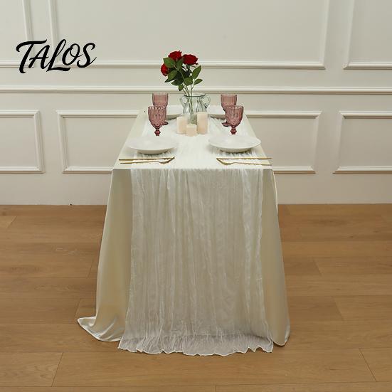 Everyday Use Tablecloth Cheesecloth Table Runner, Boho Rustic Farmhouse Gauze Long Sheer Themed Party Runner Fabric for Wedding Tea Baby Shower