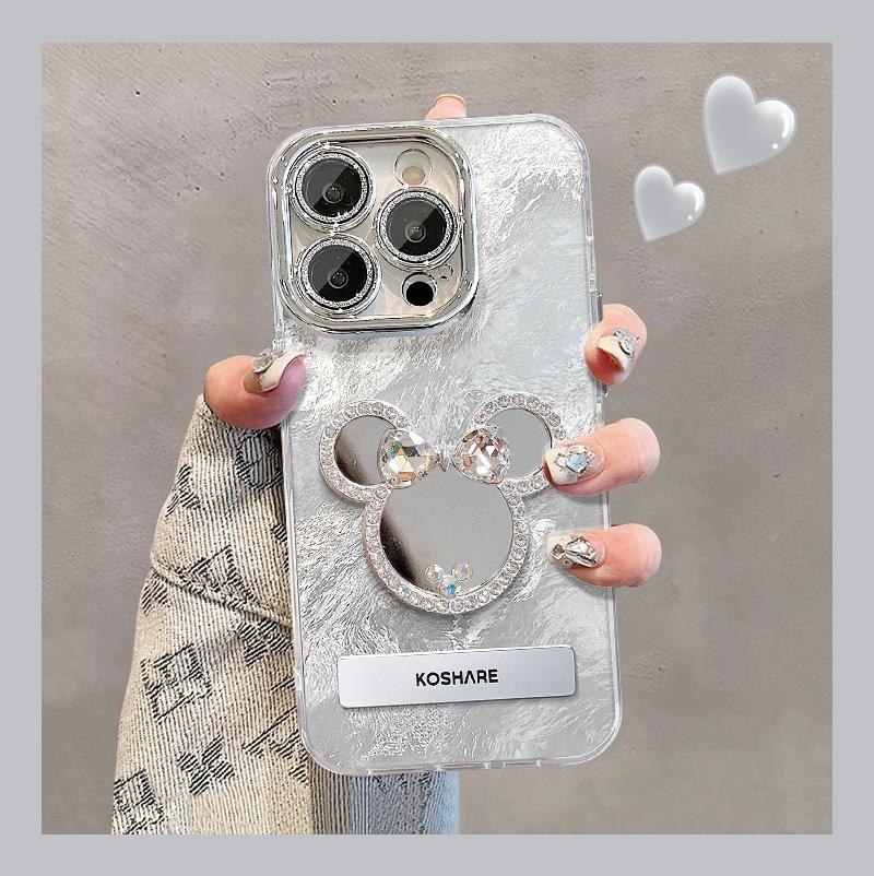 Mickey mirror bracket chain is suitable for Apple 11 mobile phone case 11PRO explosive tinfoil pattern 11 lens film X advanced