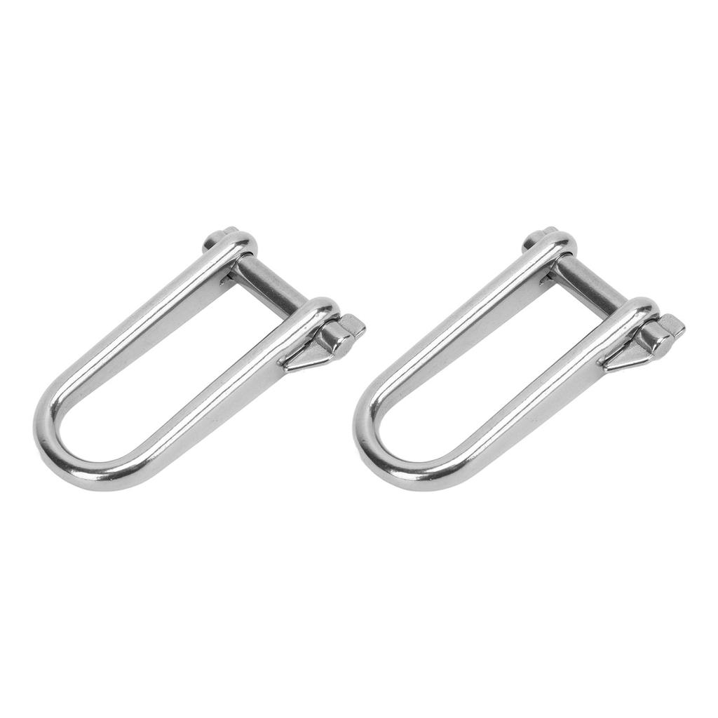 2pcs Long D Shackle Heavy Duty 8mm Marine Grade 316 Stainless Steel D Ring Shackles for Boats RVs Trailer