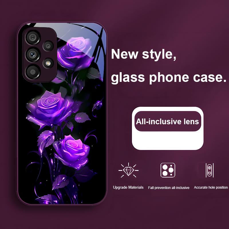 Brilliant Rose Blue For Samsung Galaxy Note 10 Plus S20 21 FE S23 Ultra S8 9 A70 72 73 50 51 52 53 Tempered Glass Phone Case