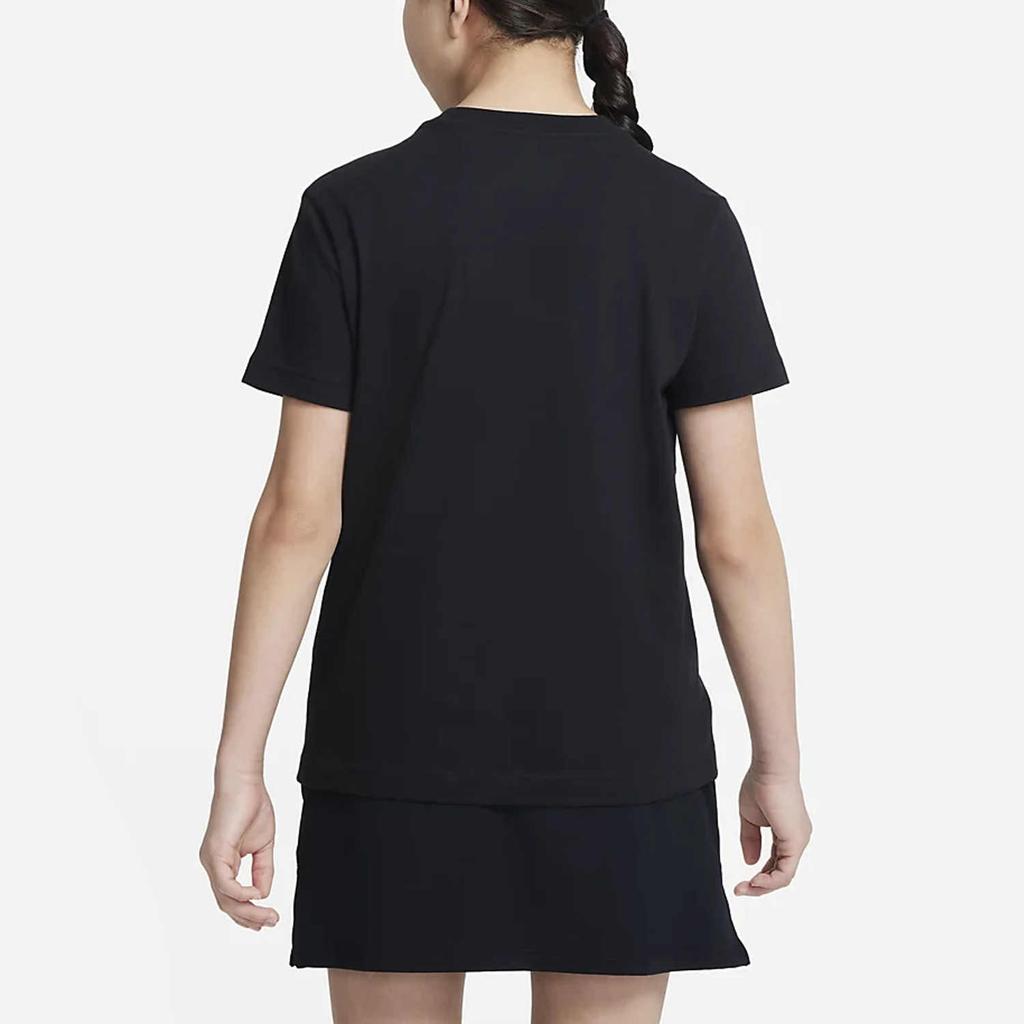 Nike Logo Embroidered Sports Casual Crew Neck Short Sleeve T-Shirt Kids Tops Black FD0927-010