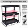 Adjustable 3-Tier Hand-Push Tool Cart for Auto Repair - Multi-Functional Mobile Workshop Storage.