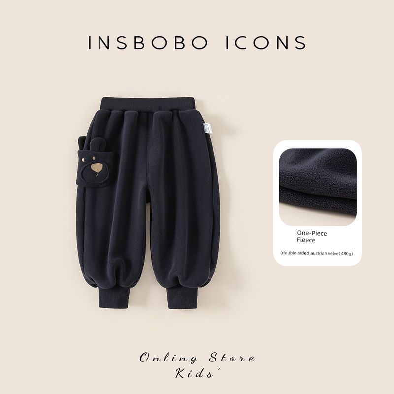 Insbobo Boys  Pants 2025 Winter New Thickened Fashionable Children s Trousers Baby Sweatpants Autumn and Winter Trendy Tibetan youth 90