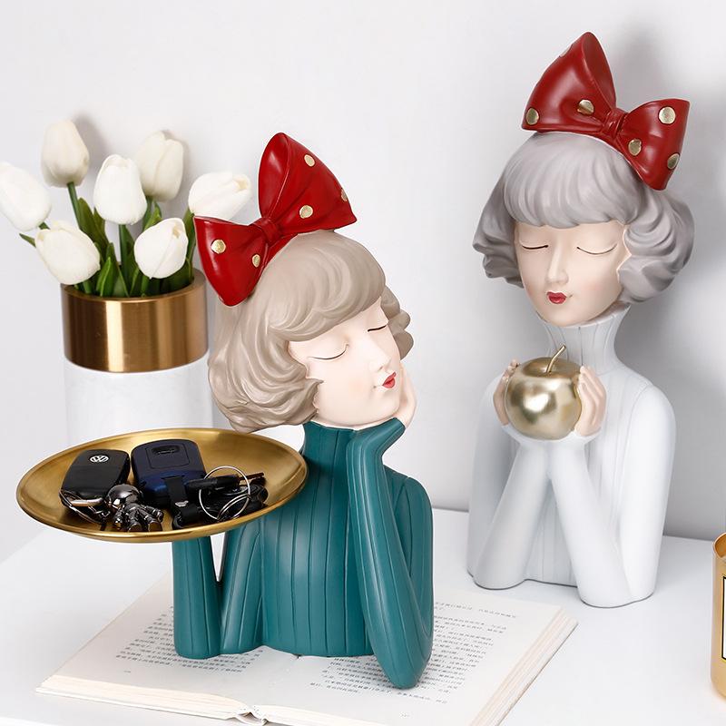 Nordic Light Luxury Bubble Girl Tray, Key Storage Ornament For Living Room & Entrance, Housewarming Gift & Home Decor