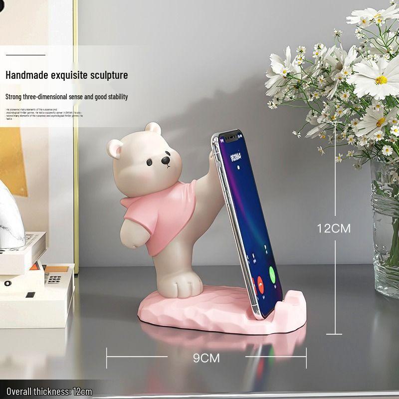 Suporte de Telefone e Enfeite de Mesa de Ursinho Fofo para Alívio do Estresse