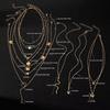 9 Pcs Multi-layered Gold Color Necklace Set for Women Fashion Zircon Heart Butterfly Star Moon Snake Pendant Necklaces Set