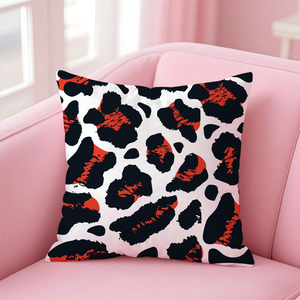 leopard print texture Cushion Cover Pillow Case Soft Friendly Fabric Concealed Zipper
