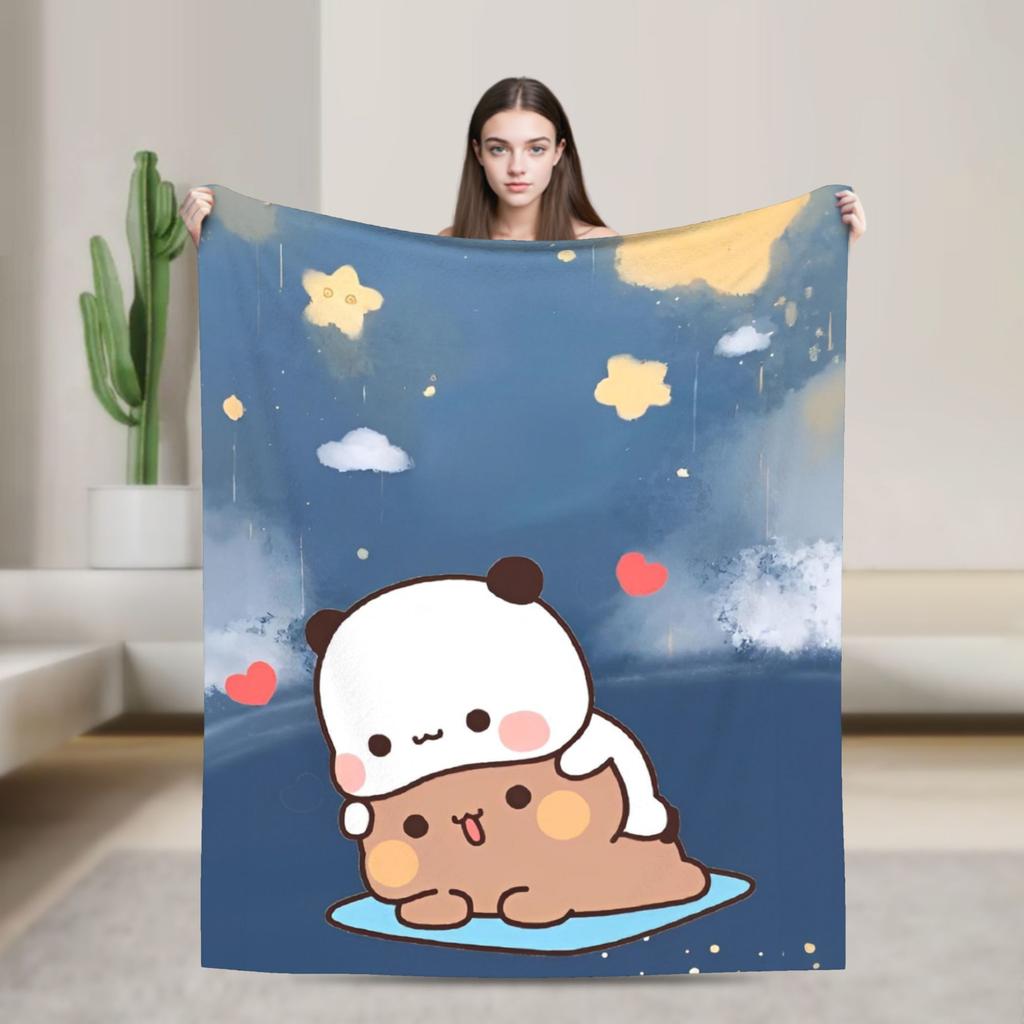 Bear Cartoon Cute Bubu Dudu Blanket Flannel Print  Portable Ultra-Soft Throw Blanket for Home Travel Bedspread