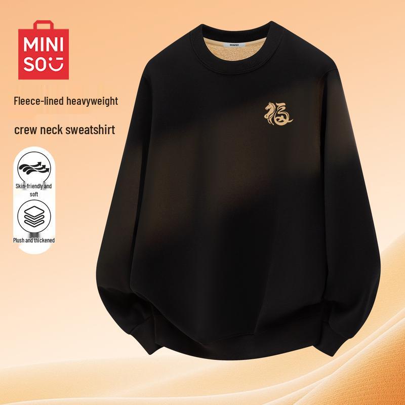 

MINISO Унисекс Праздничный плюшевый с подкладкой свитшот с круглым вырезом 2XL