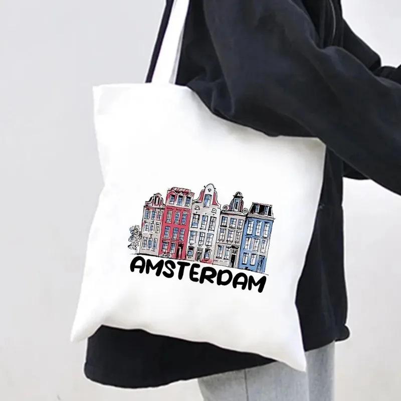 Women s Casual Tote: Urban Amsterdam Canal House Canvas Bag