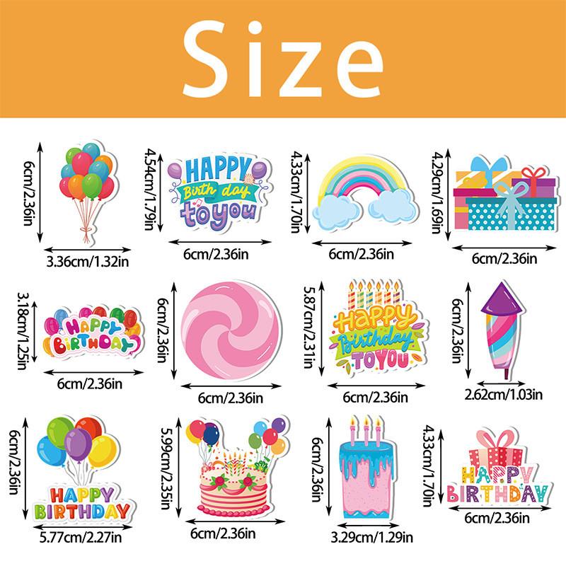 Cake Birthday Happy Toppers With Paper Flags For Party Decoration Set Of 12