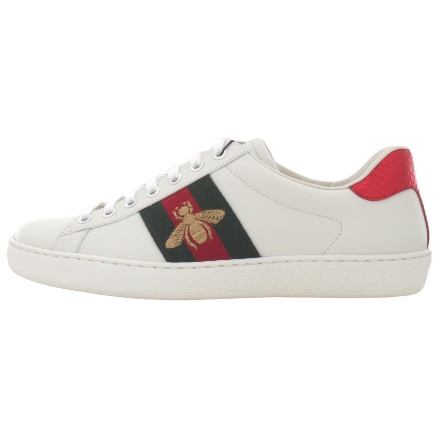 Gucci Ace izšūts `Bite` (Unisex) Baltas