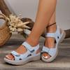 Buckle Ankle Strap Sandals for Women Summer Platform Wedge Sandals Comfortable Non-Slip Walking Sandals Beach Shoes Women's Open Toe Dressy Shoes