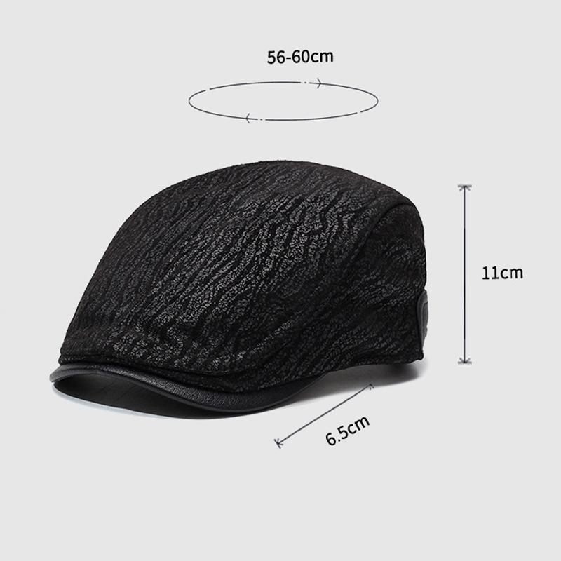 Leather Retro Painter Hat Autumn Winter Ear Protection Beret Middle-Aged Men's Peaked Cap Warm Progressive Cap