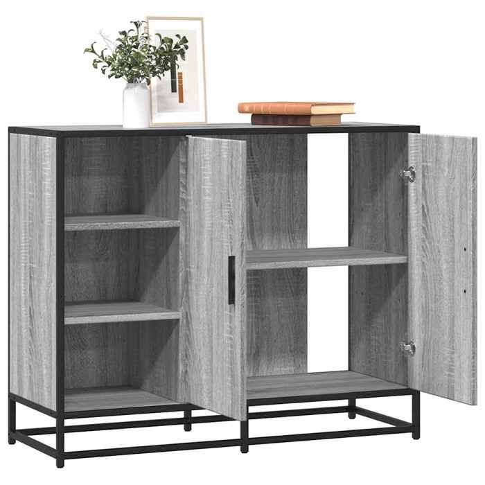 VidaXL Buffet sonoma gris 92x35x76 cm bois d'ingénierie, meuble de rangement, meuble de rangement de cuisine, meuble de 849022