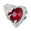 WOSTU Real 925 Sterling Silver Birthstone Beads Multi Color Crystal Zircon Heart Shape Flower Charms for Women Birthday Gift