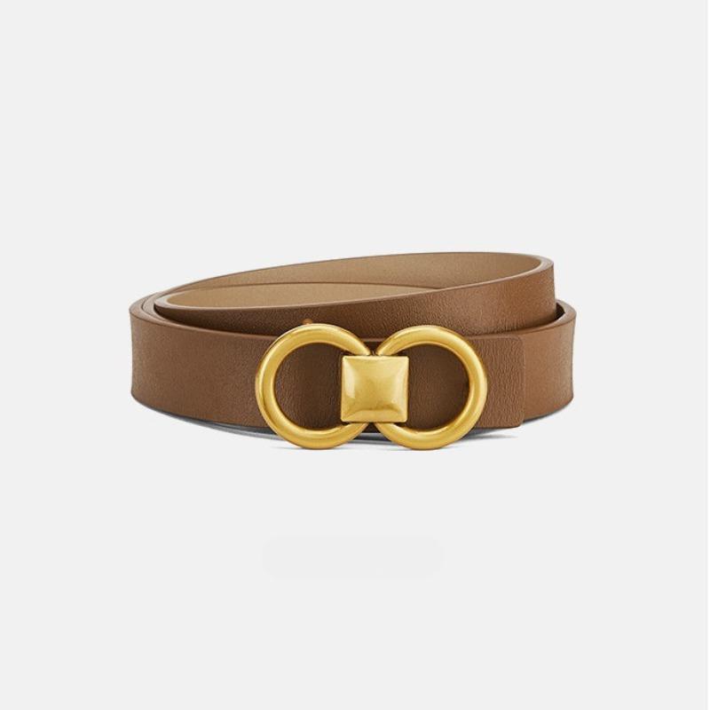 Gürtel Damen Dünner Gürtel Modisch und Vielseitig Neuer Stil Rock Kleid Dekorativ Glatter Knopf Damen Hosen Gürtel