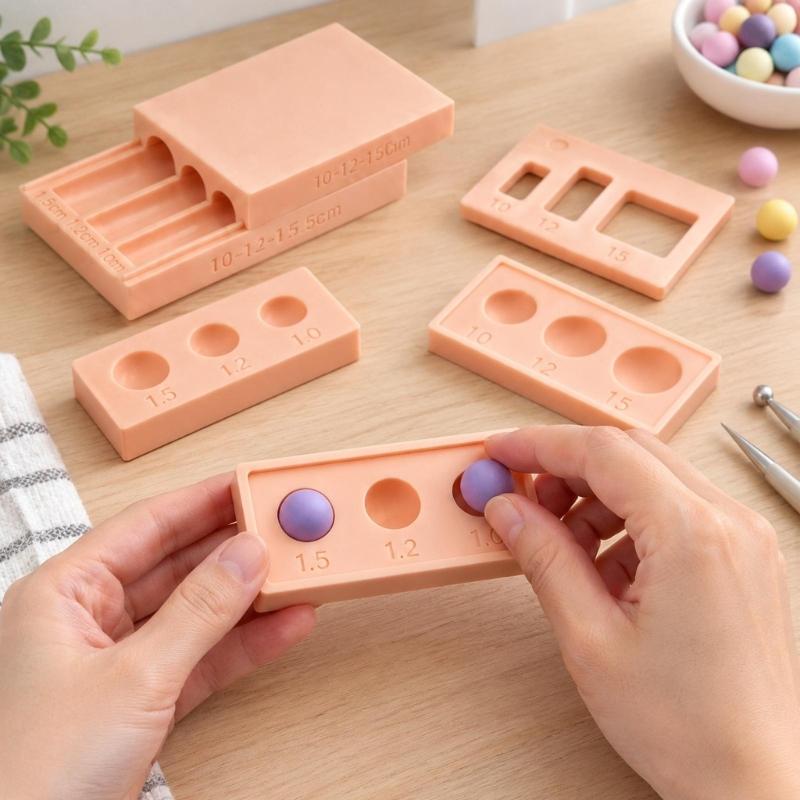 Clay Ball Shaping Tool with Arched Grooves and Middle Piercing Openings for Round Jewelry and Craft Components