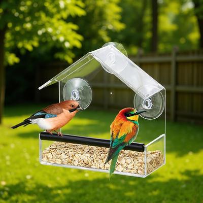 Klarer Acryl-Wand-Vogelfutterspender mit Saugnäpfen