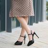 2022 Spring New One Buckle Women Pointed Toe Thin Heel Pumps, Korean Sexy Hollow Strap Shallow Mouth Ladies Shoes