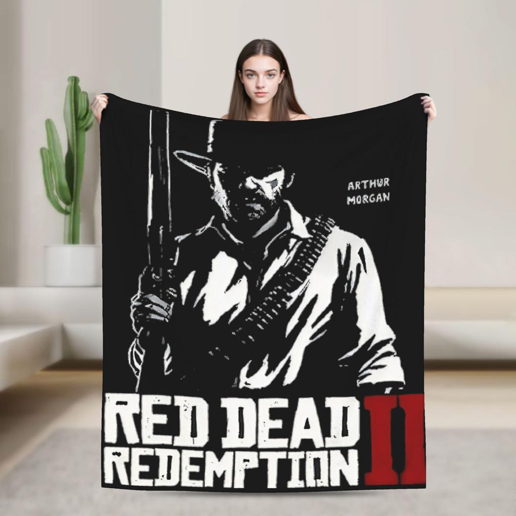 Arthur Morgan West Cowboy Action King Game Character Blanket Red Dead Redemption Plush Bedding Throws For Bedroom Flannel Cover