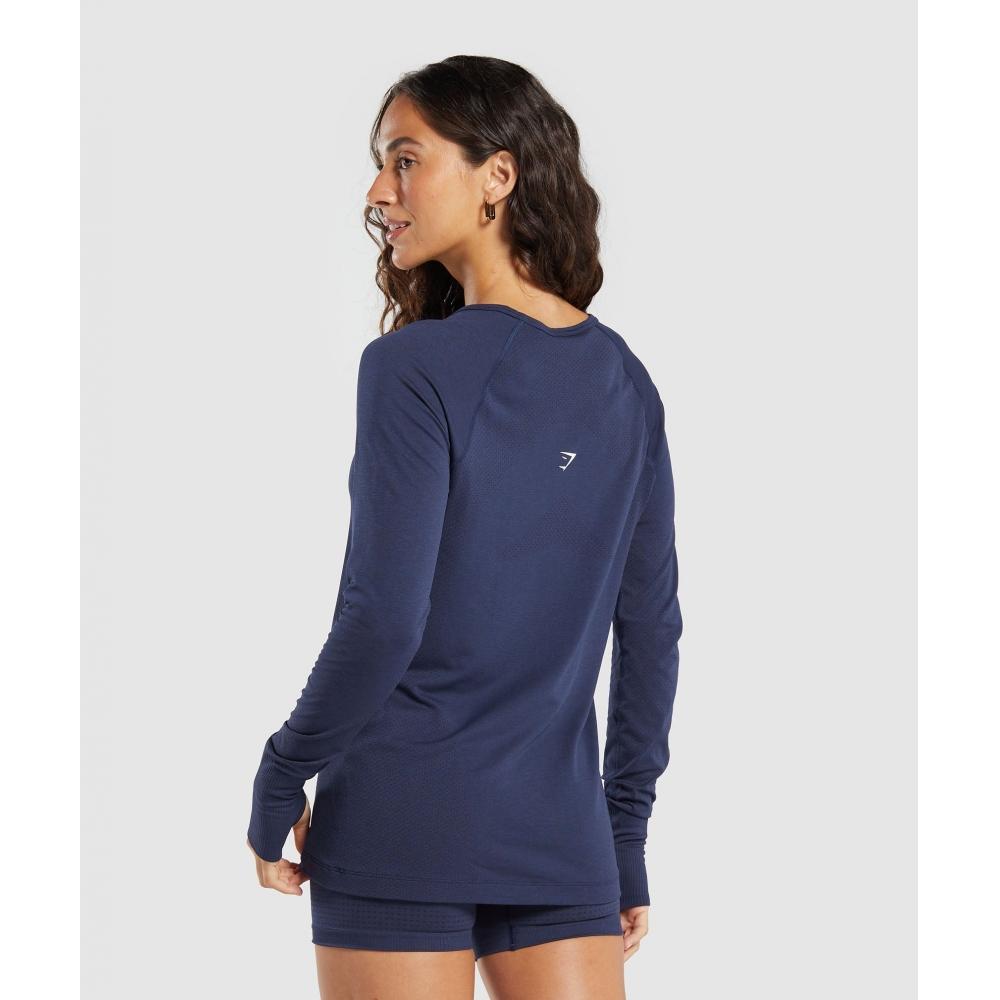 Gymshark Vital Light Long Sleeve Top Heavy Blue Marl B4a8c Ucw7