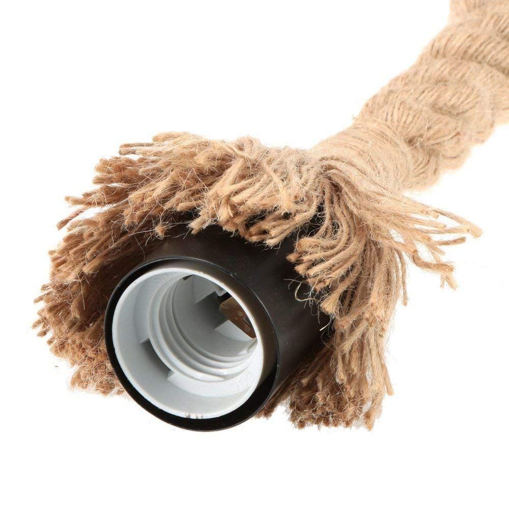 Pendant Rope Lights E27 for Ceiling Hanging, Bulb Not Included- 40W, Pack of 2 (Beige)