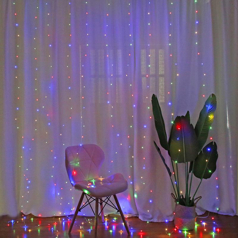 Solar USB Curtain String Lights with Remote Control - Copper Wire Fairy Lights for Christmas Decoration