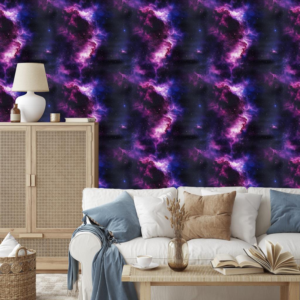 Watercolor Galaxy Wallpaper Navy Blue and Indigo, Plum Background 50x1000