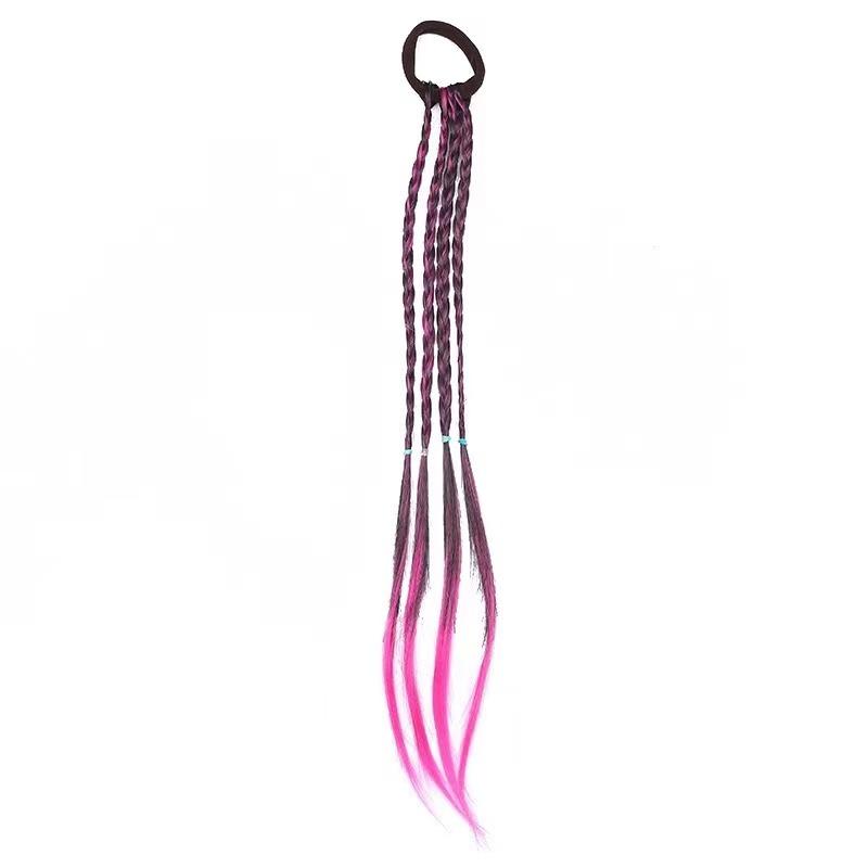 1 PC New Girls Colorful Wigs Ponytail Kids Hair Accessories Headdress Hair Ornament Headbands Rubber Bands Beauty Hair Bands Headwear