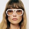 Retro Square Sunglasses Lady Fashion Simple Black Tea Sun Glasses for Women Men Trending Outdoor Casual Shades UV400