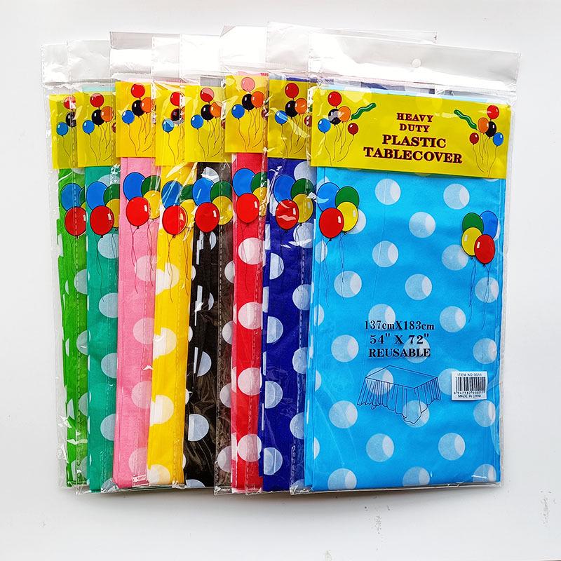 Disposable Polka Dot Tablecloth for Birthday Party - Rectangular PE Plastic