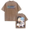 Rem And Natsuki Subaru Couple Print T-shirt Anime Re ZERO Clothing Men Women Cotton Tshirts Retro Washed T Shirt Oversized Tops