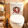 Christmas Gift for Bathroom 3D Break Through Wall Santa Reindeer Toilet Sticker, Self-Adhesive Holiday Seat Stickers Decal, Waterproof Lid Decor Home