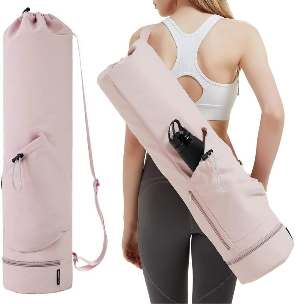 Large Capacity Exercise Yoga Mat Bag With Water Bottle Pocket And Bottom Wet Bag Sports Yoga Mat With Adjustable Shoulder Strap