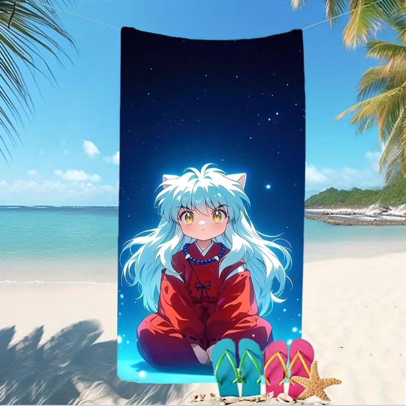 Beach Towel with Inuyasha Pattern - soft,absorbent,machine washable Lightweight&Modern,swimming,Travel Essentials