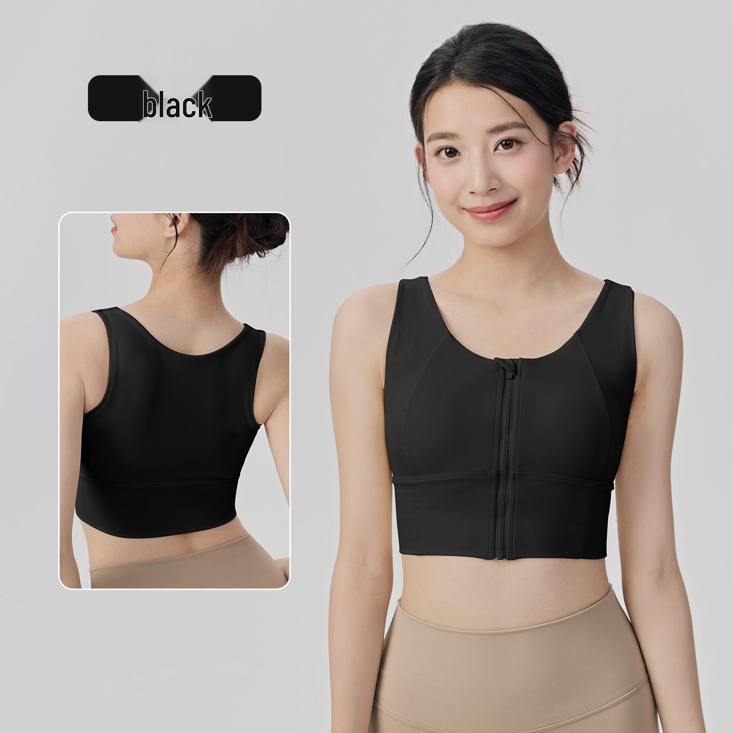 

Women s Shockproof High-Intensity Sports Bra with Chest Pads, Front Zipper, and Underarm Coverage for Yoga and Fitness Small