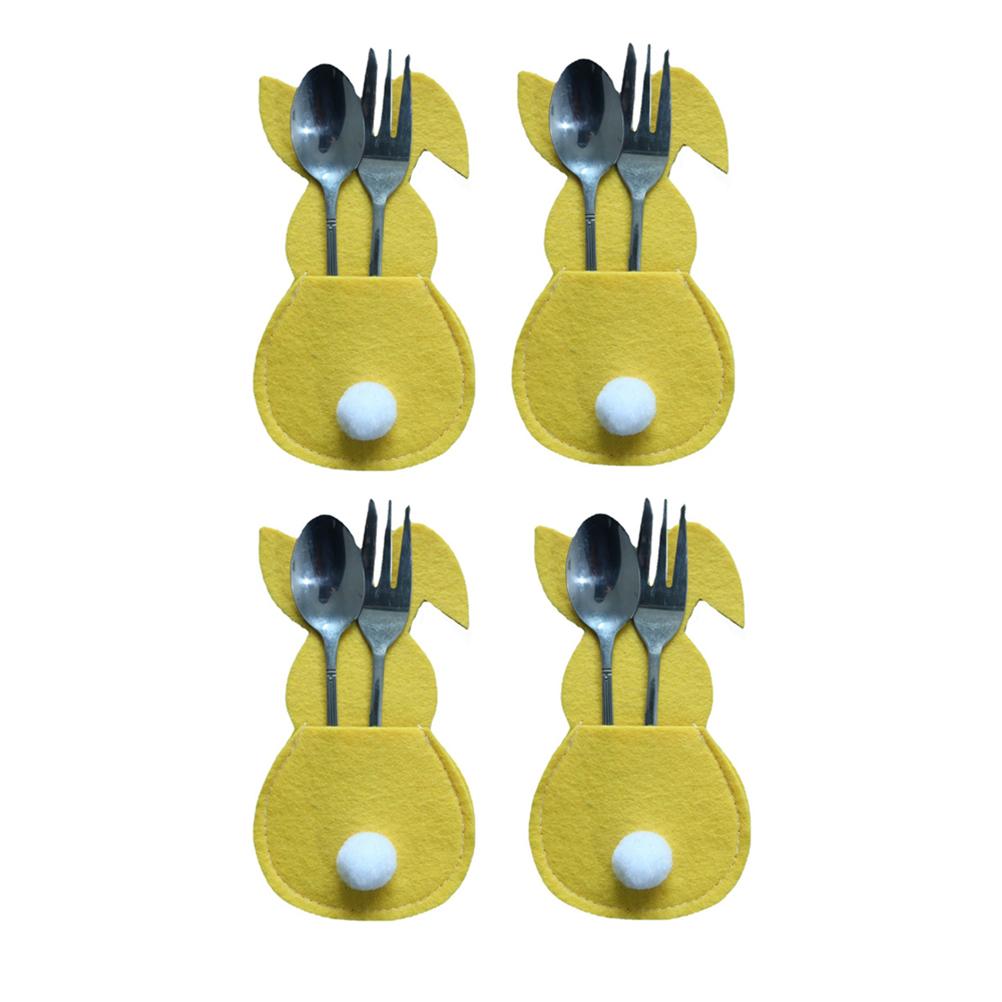 16Pcs Easter Bunny Cutlery Bags Rabbit Flatware Holder Tableware Utensil Storage Bags for Home