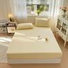 100% Cotton Solid Color Fitted Bed Sheet Set - 3 Pieces, Single/Double Size, Pure Cotton for Home or Dorm.