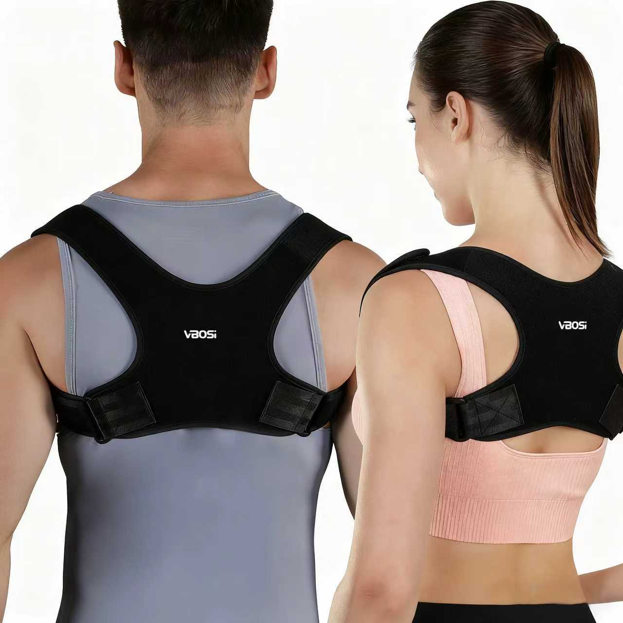 

Vbosi Adjustable Back Support Brace Posture Corrector For Men Women Sporty Shoulder Pain Relief Comfort M чёрный